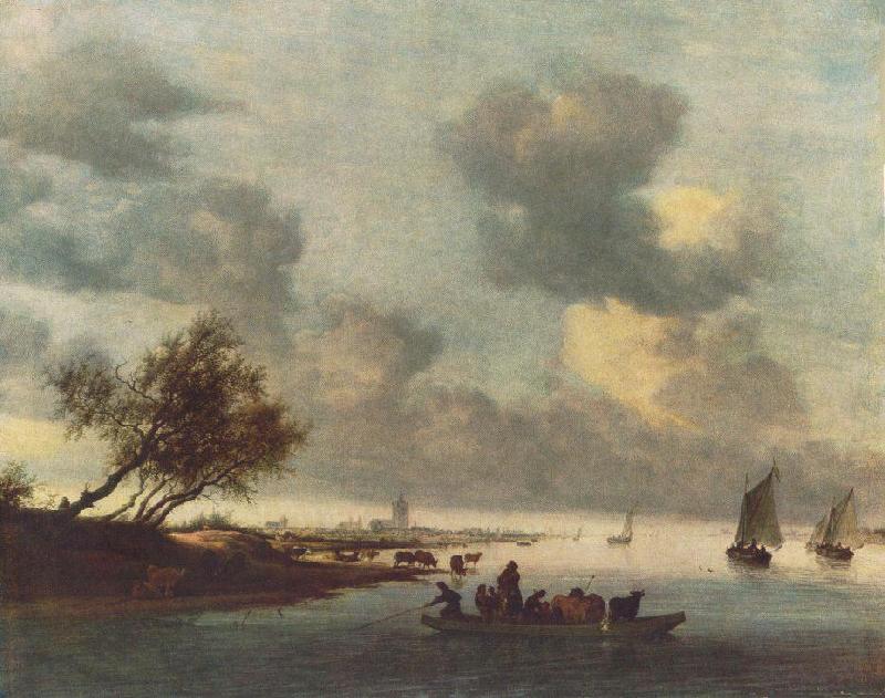 RUYSDAEL, Salomon van A Ferry Boat near Arnheim sg oil painting image